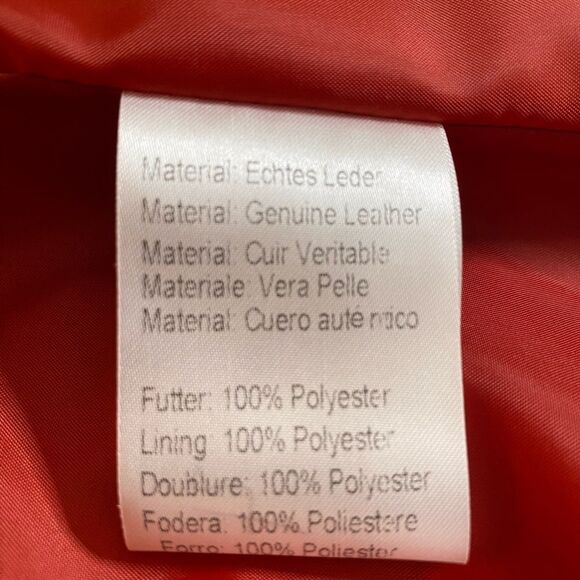 JCCOLLECTION Leather Coat German Half Trench Lined Notched Lapel Womens M Red - Picture 6 of 15